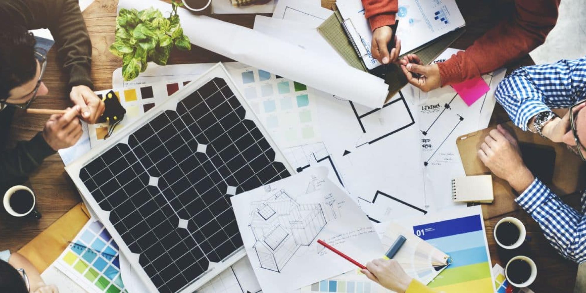 Business People Discussion Solar Power Energy Concept